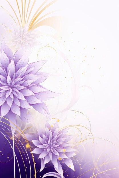 Abstract purple background with subtle gold lines flower pattern