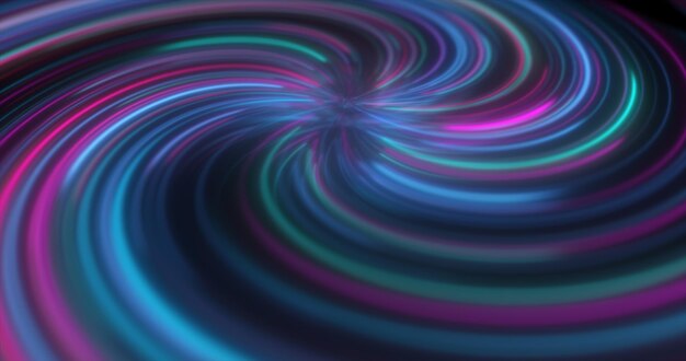 Абстрактные фиолетовые и синие разноцветные светящиеся яркие скрученные закрученные линии абстрактного фона