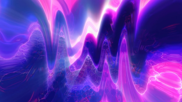 abstract purple bright glowing background with iridescent waves of energy and plasma rays with light video in high quality 4k motion design