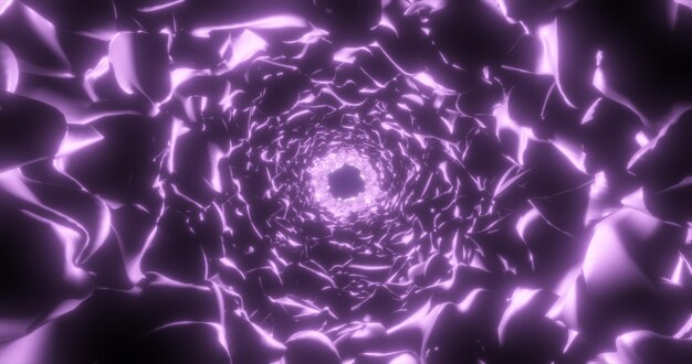 Абстрактный фиолетовый энергетический туннель волн, светящихся абстрактным фоном