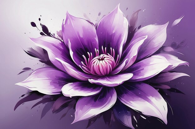 Photo abstract purple flowerdigital painting