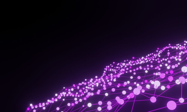 abstract purple grid particles background