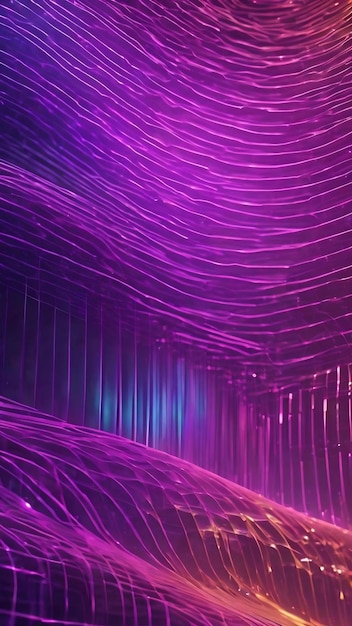 Abstract purple hologram energy line grid wave flowing in cyberspace scifi digital art geometric p