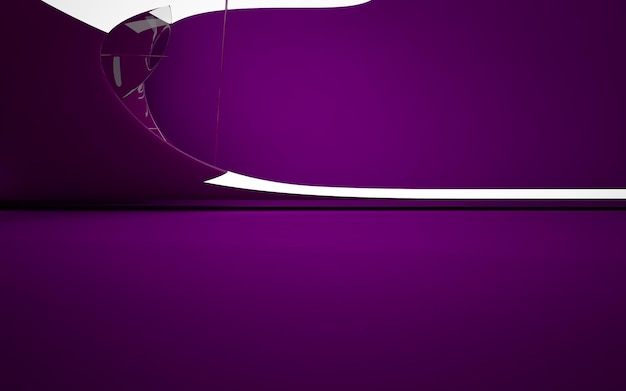 Abstract purple interior with glowing white lines. 3D illustration. 3D rendering