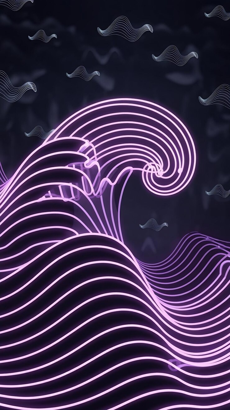 Photo abstract purple neon wave background