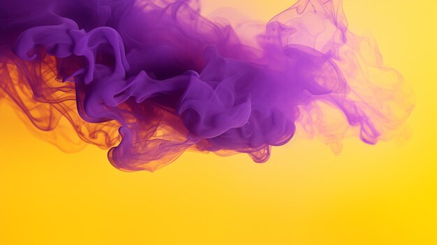 Abstract purple smoke on a yellow background