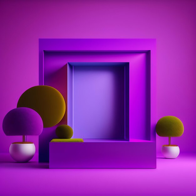 Abstract purple studio with podium background for product presentation