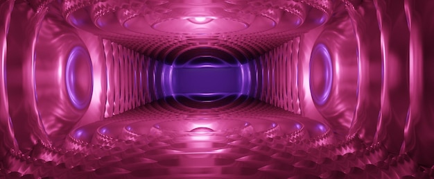 Abstract purple tunnel with round convex walls background