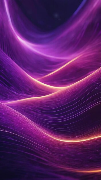 Abstract purple waves from glowing particles and lines futuristic hitech background