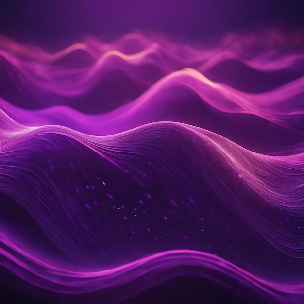 Abstract purple waves from particles and energy magic dots with glow and blur effect abstract