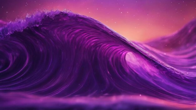 Abstract purple waves from particles and energy magic dots with glow and blur effect abstract