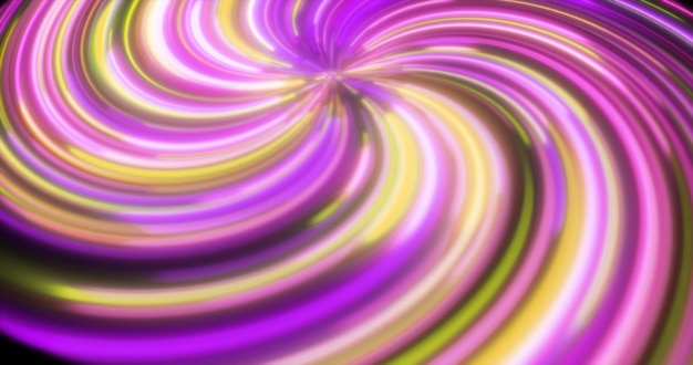 Абстрактные фиолетово-желтые разноцветные светящиеся яркие скрученные закрученные линии абстрактного фона