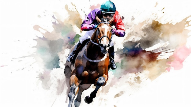 abstract racing horse with jockey from splash of water