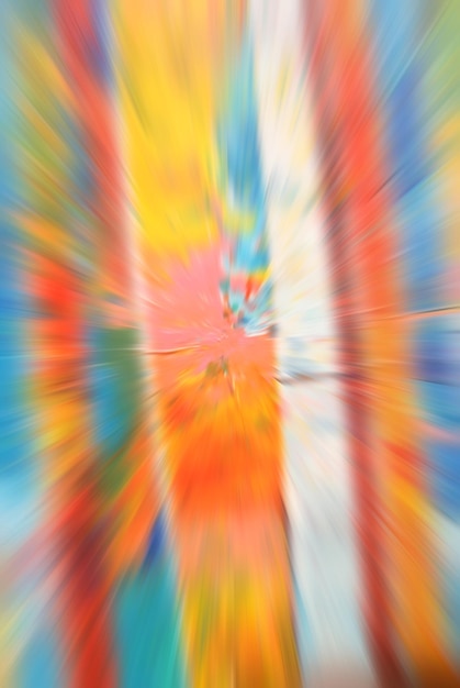 Photo abstract radial blur zoom in orange blue and yellow tones