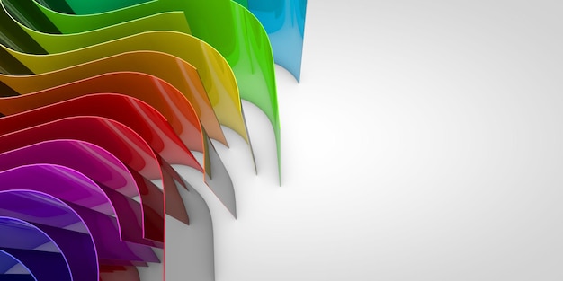 Foto arcobaleno astratto che scorre linee curve sfondo rendering 3d