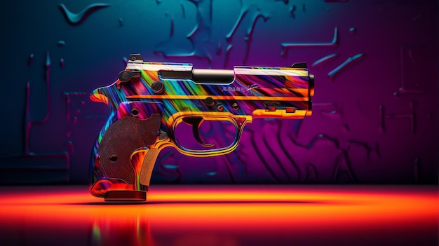 An abstract rainbow gradient gamethemed gun skin