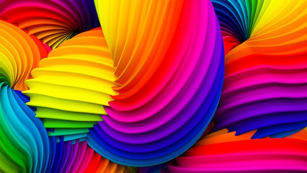 Abstract rainbow pastel shape. 3d rendering.