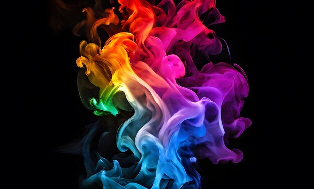 Abstract rainbow smoke on dark background