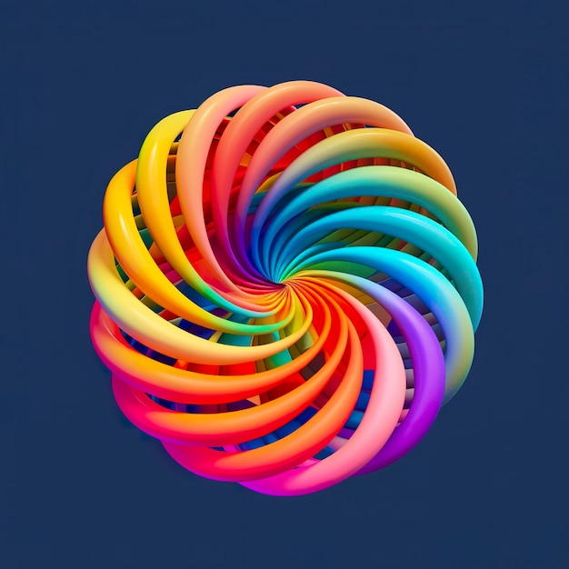 Абстрактные радужные спиральные мягкие и округлые формы, визуализированные в запутанном совершенстве AI Generative