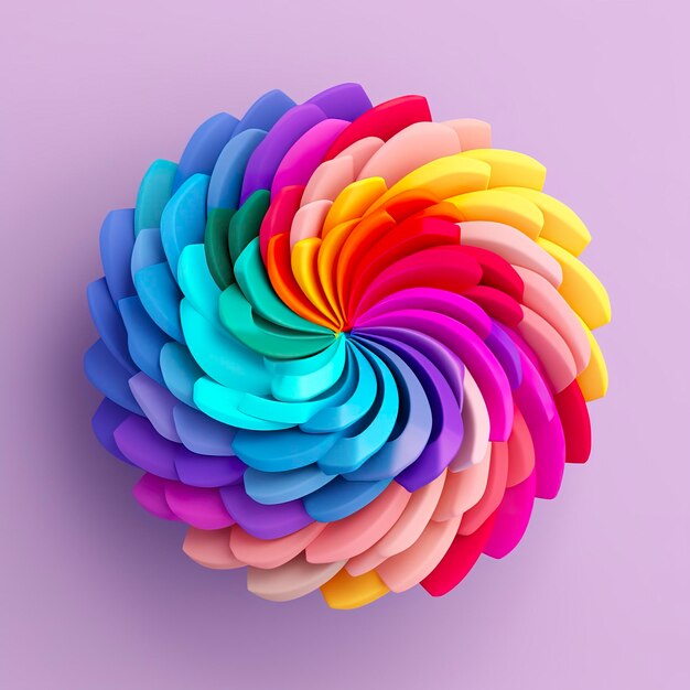 Abstract Rainbow Spiral Soft and Rounded Forms Rendered in Tangled Perfection AI Generative