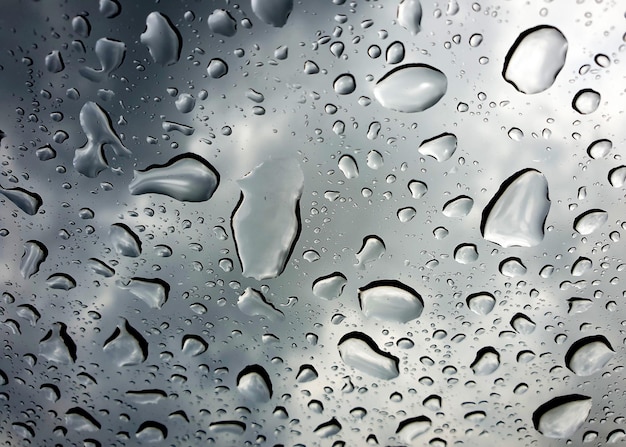 Abstract of raindrop bubbles on the sunroof