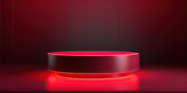 Abstract realistic 3D red cylinder pedestal or podium