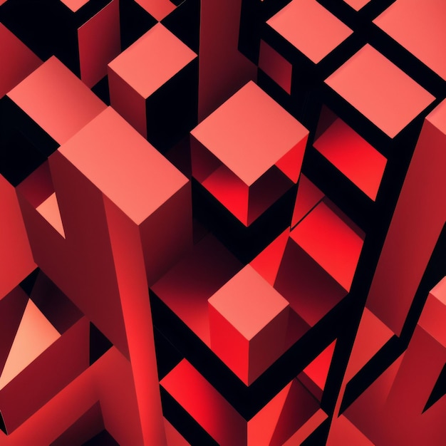 Photo abstract red 3d cubes background