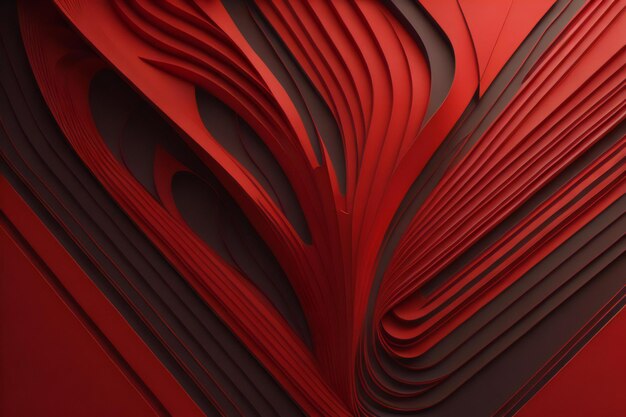 Abstract red background with curved lines generative ai