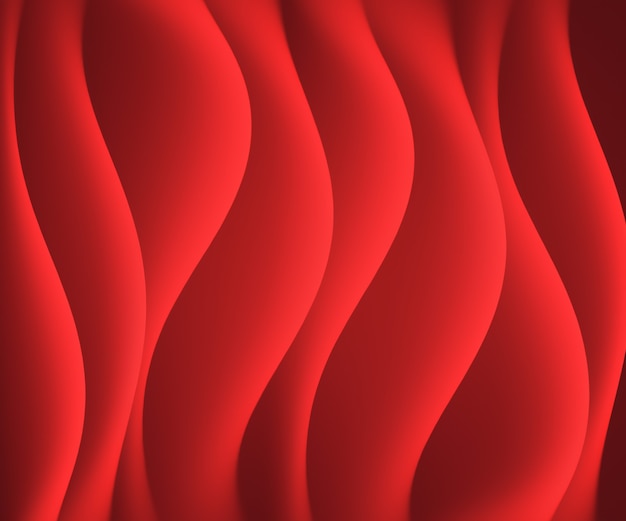 Abstract red background with flowing wavy lines