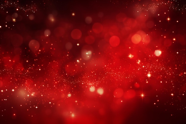 an abstract red background with glowing lights and shiny stars