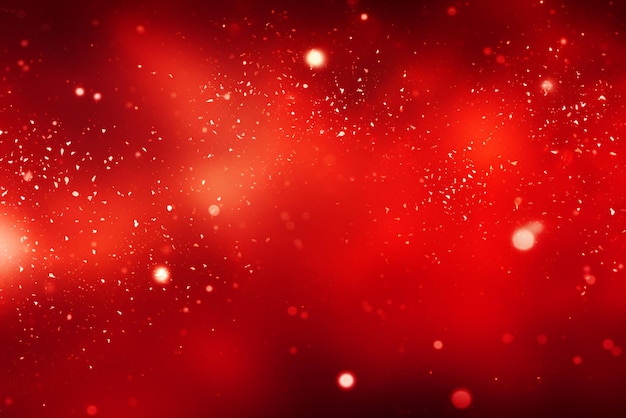 an abstract red background with glowing lights and shiny stars