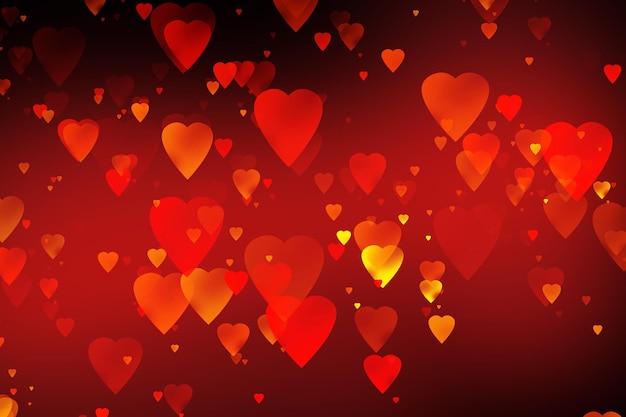 Abstract red background with hearts