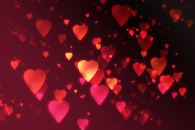 Abstract red background with hearts