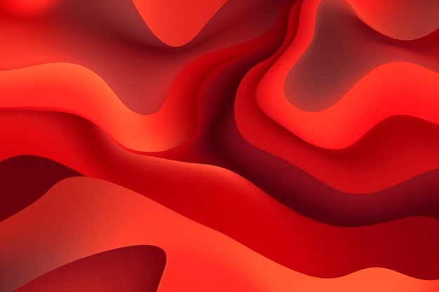 Photo abstract red background with wavy shapes and a smooth surface generative ai