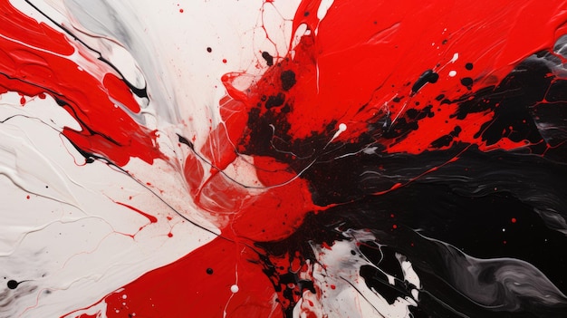 Abstract red and black acrylic paint swirl on white background