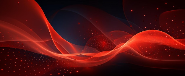 abstract red and black background with glowing stars and waves generative ai