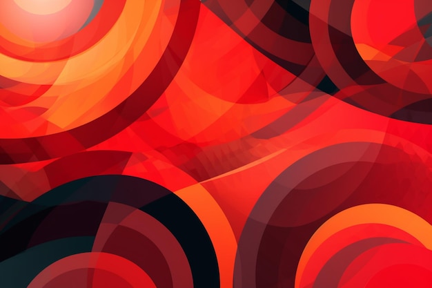 Abstract red and black circles and lines background generative ai