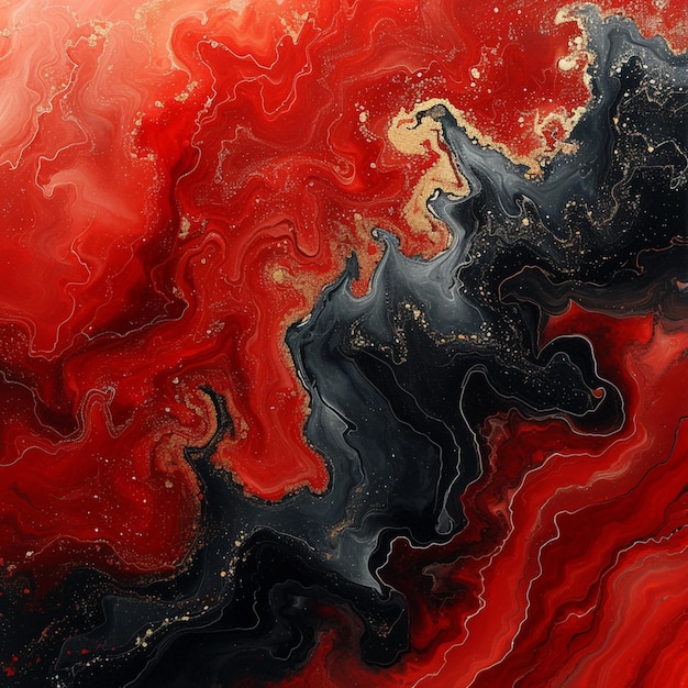 Abstract red black fluid art liquid background