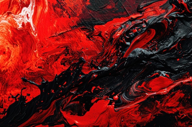 Abstract Red and Black Paint Swirls