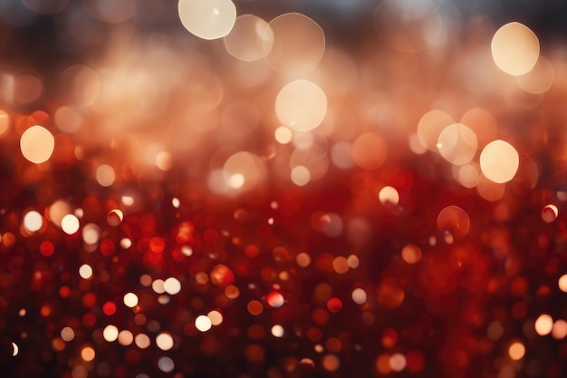 Abstract red bright light glittering bokeh blur background Generative AI