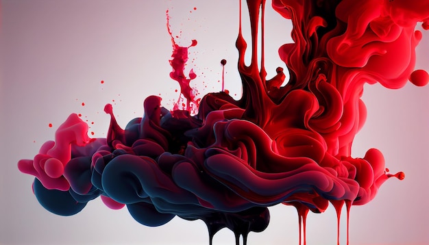 Abstract red colorful ink splash in water background Generate Ai