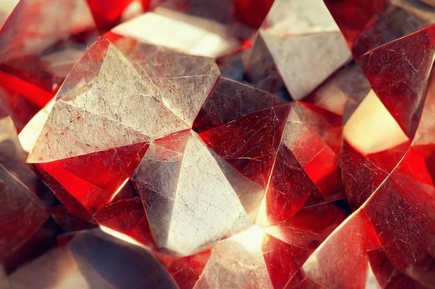 Abstract red crystal and rock geometric luxury design 3D illustration