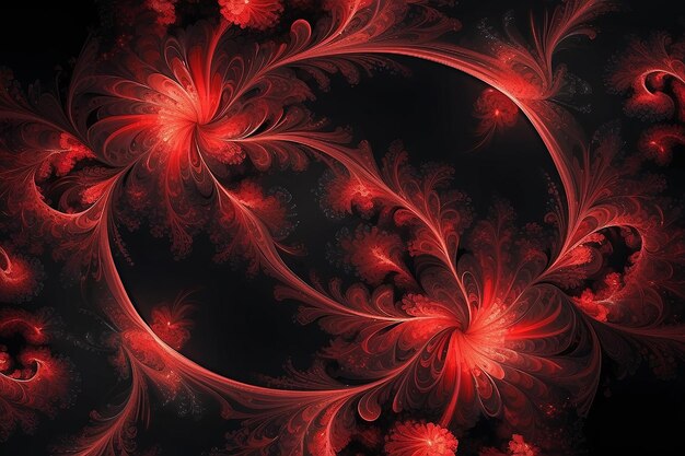 abstract red fractal background on the black