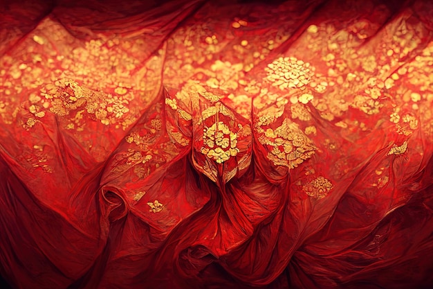 Abstract red and gold background with Asian-Chinese style