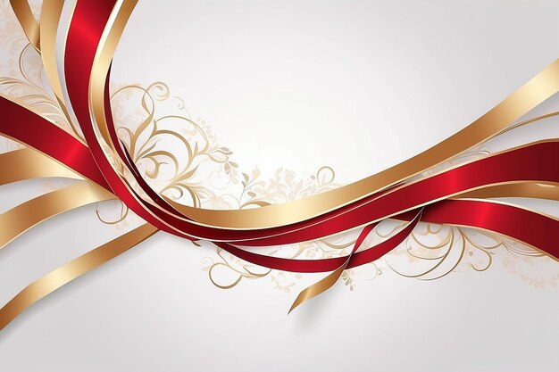 Abstract red and gold ribbons background