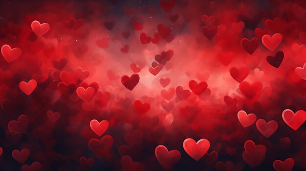 Abstract Red Hearts Background