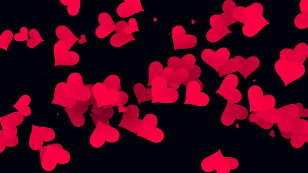 Abstract red hearts flying background High resolution 3D