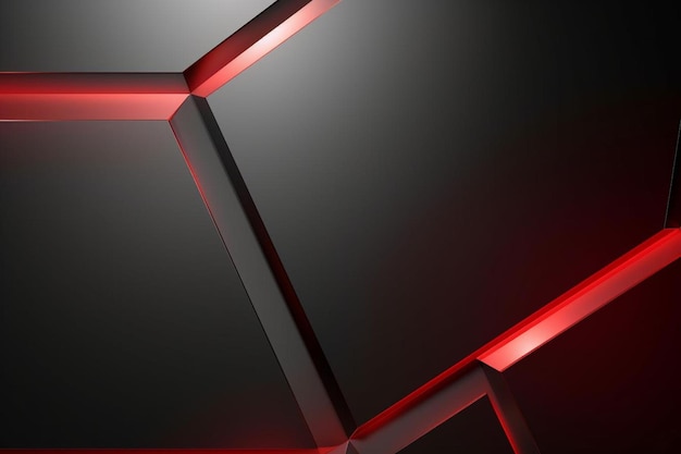 Abstract red light hexagon line in grey modern luxury futuristic