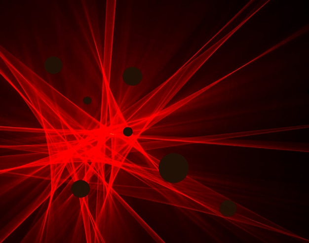Photo abstract red lines drawn by light on a black background. laser lines