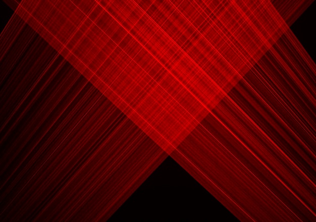 Abstract red lines drawn by light on a black background. Laser lines